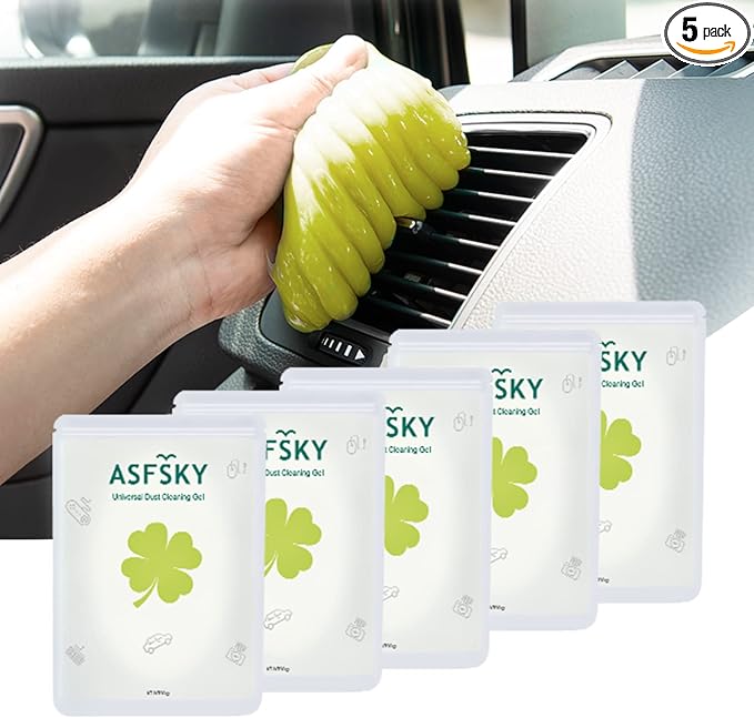 Car Cleaning Gel Putty - Reusable Keyboard Cleaner Slime for Car, Keyboard, Dust - 5 Pack (Yellow)