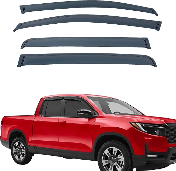 Tape On Rain Guards Window Visors Compatible with 2017-2025 Ridgeline, Side Vent Window Visors Deflectors Shade for Ridgeline 17-25,Rain Guards for Car Windows,Truck Accessories-4pcs
