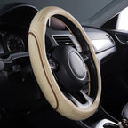 Line Rider Universal Fit Delux Leather Steering Wheel Cover, for suvs,sedans,Vans,Trucks for 14.7" to 15" (Beige)