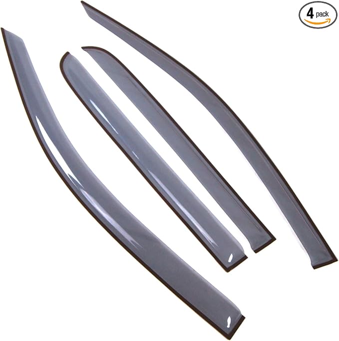 Car Window Rain Guard | Outside Mount Visors Auto Side Window Deflectors | Windows Visor Rain Shields Compatible with 2013-2016 GMC Canyon Crew Cab | 4 Pcs Set, LGWV2-784-2 / LGWV2-786, Light Tinted