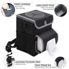 Car Trash Can with Lid,Bag Hanging Storage Pockets,Adjustable Tissue Holder & Straps,Portable Waterproof Garbage Bin, 1.98 Gal Large Capacity Multipurpose Bin