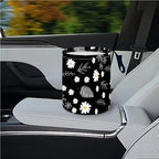 Portable Reusable Waterproof Car Trash Bin, Multipurpose Vehicle Organizer, Road Trip Essentials (Leaves and Flowers)