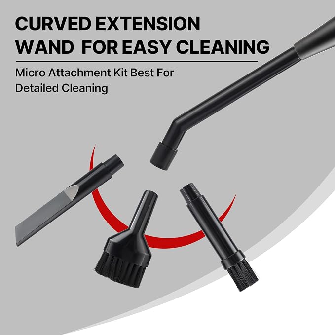 Micro Cleaning Nozzle Kit with Adapter, 1-1/4" Detailed-Cleaning Attachments for Compact Wet Dry Shop Vacuum, Storage Bag Included, 8 Pieces