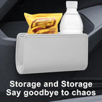 Car Seat Side Storage Pocket, Leather Hanging Foldable Multifunctional Vehicle Front Door Back Organizer Box, Waterproof Auto Interior Organizing Container, Universal fit(White)