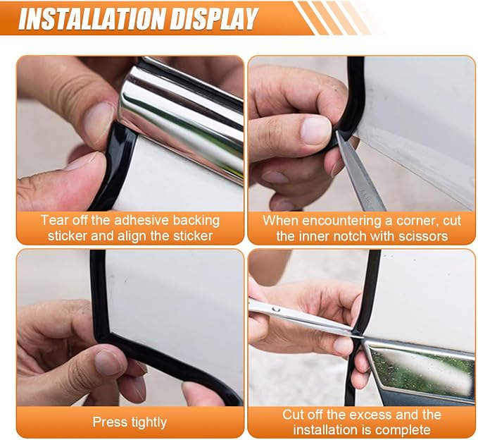 Car Door Edge Guards 16.4ft, Universal U-Shaped PVC Trim Strip Chrome Tape Self-Adhesive, Scratch Resistant Automotive Door Edge Molding Protection for Cars Truck SUV Weatherproof(Black-5M)