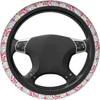 Millefleurs Different Flowers Pink Steering Wheel Cover Car Accessories Cute for Women Girls Girly Universal 15 Inch Neoprene Auto Interior Decor Anti Slip Car Truck Protector