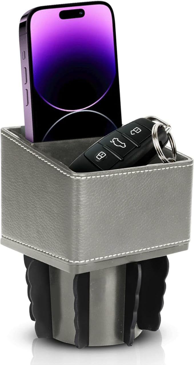 Car Phone Holder & Key Storage Expander for Cupholder - Universal Size Phone Mount for Car - Elegant Design with Easy Installation - Effortless Charging Cell Phone Holder for Car