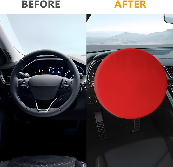 Zpana Car Steering Wheel Sun Shade Cover, Anti Heat Vehicle Steering Wheel Sunshade Shield, Automotive Interior Wheel Sun Block Protector Accessories, Universal for SUV, Sedan, Truck (Red)