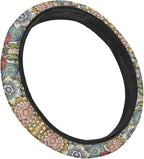 Boho Floral Bright Blossoms Car Steering Wheel Covers for Womens Anti-Slip Comfortable Stretch-on Steering Wheel Protector Cover Sweat Absorption Cover Car Accessories