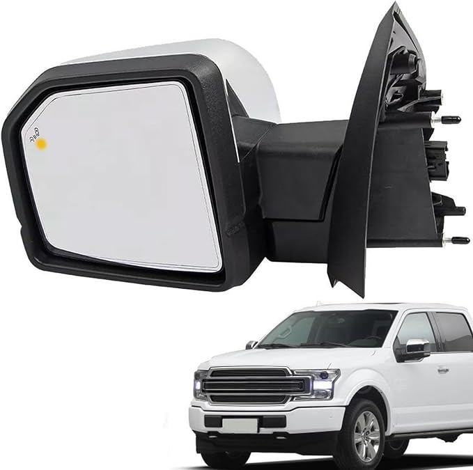 18 Pins Left Chrome Door Side Mirror Assembly For Ford F-150 F150 2015-2020 | Power Folding, Heated, W/ Blind Spot, Memory, Driver Side, FO1320529