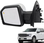 18 Pins Left Chrome Door Side Mirror Assembly For Ford F-150 F150 2015-2020 | Power Folding, Heated, W/ Blind Spot, Memory, Driver Side, FO1320529
