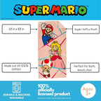 Super Mario Girl Princess Peach Kids Super Soft Cotton Bath/Pool/Beach Towel, 58 in x 28 in, (Officially Licensed Product) By