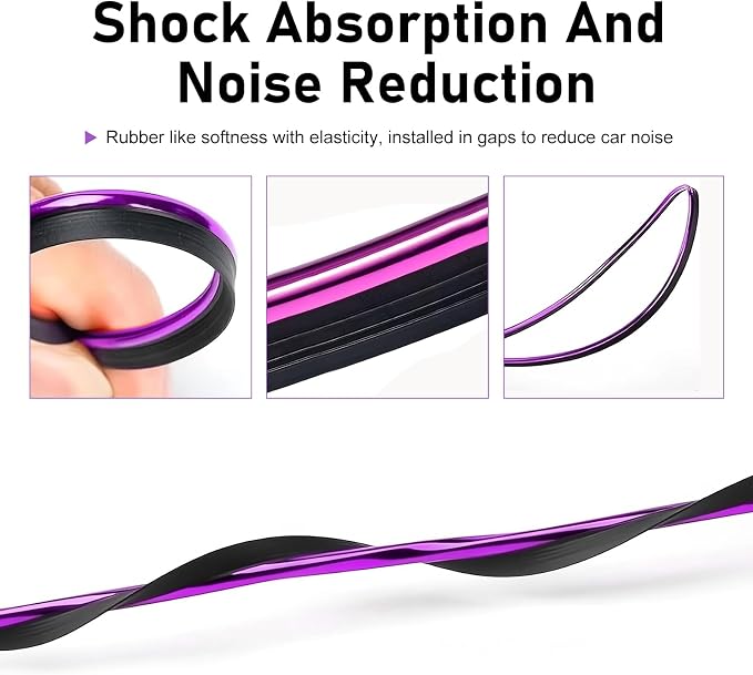 Car Interior Moulding Trim Strip, 33Ft/10M Car Flexible Electroplating Decoration Styling Door Dashboard, DIY Pinstriping Filler Insert Strip, with Installing Tool, Interior Accessory(Purple)