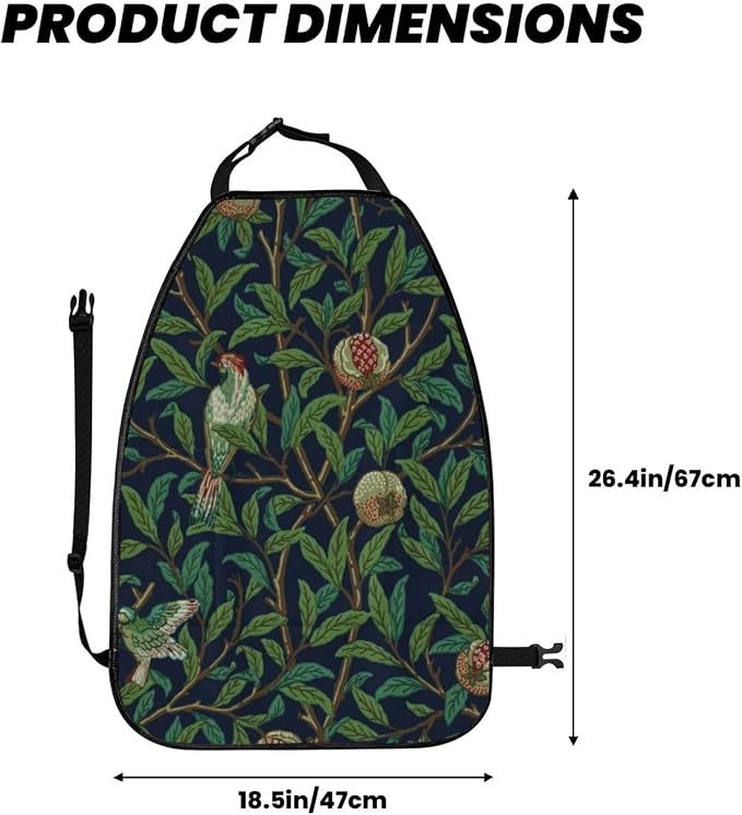William Morris Pomegranate Fruit And Bird Car Seat Back Kick Protectors Kick Mats With Storage Pockets For Vehicles To Protect From Dirt Mud Scratches 2 Pack
