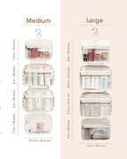 Travel Toiletry Bag for Women Large Hanging Makeup Bag Organizer Toiletries Bag for Full Size Essentials Accessories Cosmetics (Light Checkerboard (Large))