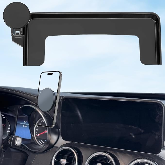 Car Phone Holder for Mercedes-Benz 2020-2022 GLC & 2019-2021 C-Class & 2020-2022 V-Class, 10.25-Inch Center Screen, Strong Magnet, OEM-Style, No View Obstruction Phone Mount Compatible with MagSafe