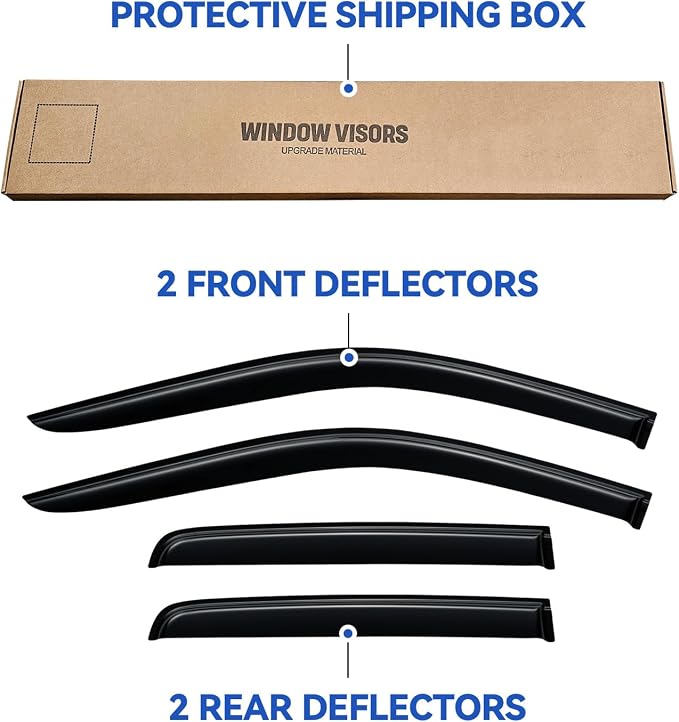 Window Visors Rain Guards for 2019-2026 Chevy Silverado/GMC Sierra 1500 Double Cab, Out-Channel Window Vent Wind Deflectors Visors Shades for 20-26 Silverado/Sierra 2500HD 3500HD
