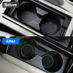 Mandark 2PCS Car Cup Holder Coasters, 2.75 Inch Non-Slip Insert Water Bottle Holder Pads, Dustproof Automotive Interior Accessories Mat, Universal for Vehicles, Trucks, RVs and More(Black/Green)