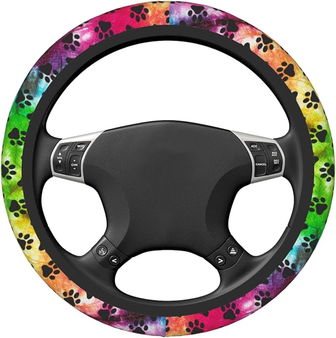 Dog Paws Steering Wheel Cover Non-Slip Auto Steering Wheel Protector Car Accessories Universal Fit 15 Inches for Men Women