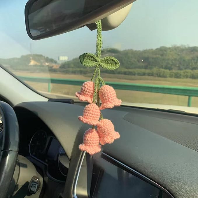 Rear View Mirror Accessories - Cute, Handmade Knitted Pendant Ornament, Kawaii Car Decor for Car & Home Decorations