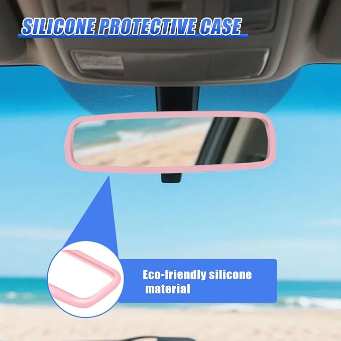 YoRise Car Rear View Mirror Protector Frame, Rearview Edge Cover (Pink) | Car Rearview Mirror Cover, Car Mirror Decoration Protector Accessories for Most Cars
