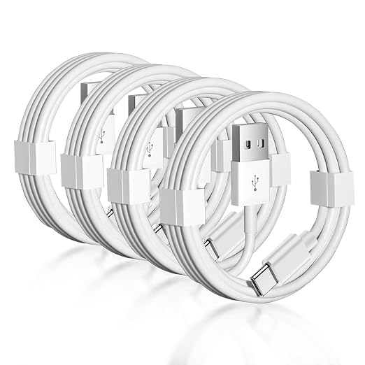 4 Pack Car Carplay Cable for iPhone 16e 17 Air 16 15 USB A to USB C Cable for iPhone 16 15 Pro Max 16 15 Plus for Carplay USB C, iPad usb C Cables iPad Pro Air 5th 4th Mini 6th Gen Charger Cord