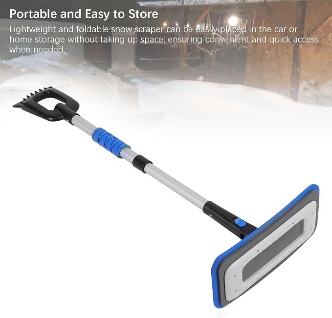 Snow Brush and Detachable Ice Scraper,Car Snow Scrapers Aluminium Alloy Ergonomic Handle Efficient Snow Removal Snow Broom Ice Scraper for Car Windshield (Blue)