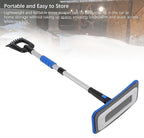 Snow Brush and Detachable Ice Scraper,Car Snow Scrapers Aluminium Alloy Ergonomic Handle Efficient Snow Removal Snow Broom Ice Scraper for Car Windshield (Blue)