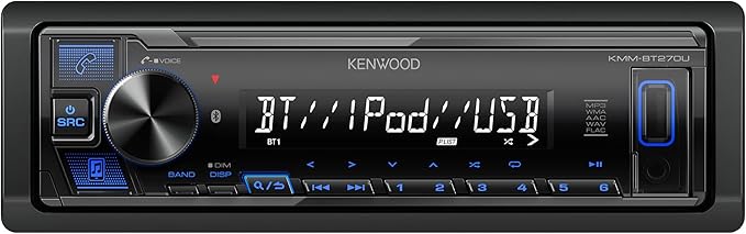 KMM-BT270U Bluetooth Digital Media Car Stereo Receiver with USB Port – AM/FM Radio, MP3 Player, High Contrast LCD, Detachable Face Plate, Single DIN, 13-Band EQ