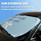 Cute Bow Car Window Sun Shield Blue Aesthetic Cute Coquette Front Window Sun Shade Blocks UV Rays Sun Visor Protector for Car Sedan Truck SUV Accessories 59" L x 31.5" W