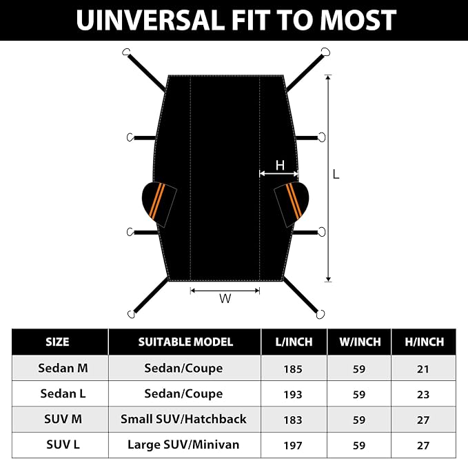 Half Car Cover Top, Hail Protector Car Cover with Cotton Liner, Sunroof & Windshield Cover for Ice and Snow, All Weather Vehicle Body Cover for Sun, Rain, Dust, Fit SUV M