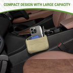 Car Seat Side Pocket Organizer, PU Leather Car Seat Gap Filler Bag, Car Seat Pocket Storage Bag for Phone, Keys, Sunglass, Wallet, Car Organizer Accessories for Seat, Door, Window (Beige)