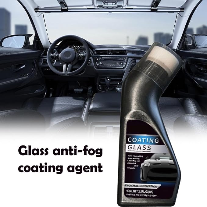 Car Glass Anti Fog Coating Agent with Built in Applicator Upgraded Formula Long Lasting Defogger Rain Repellent for Windshield Mirrors Helmet Lens Oil Film Remover Auto Interior Exterior Glass Care