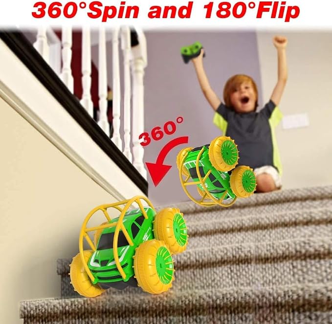 Amphibious Remote Control Car,Rechargeable RC Cars Toy 360° Flips Rotation Stunt Crawler 15KM/H 4WD All Terrain Outdoor Indoor Toy for Kids Boys Girls 3-12
