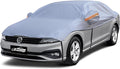Half Car Cover Sedan, Top Cover for Snow with Cotton Liner, Hail Protector Car Cover Waterproof All Weather for Snow, Sun,Rain,Dust,Fit Compact/Small Sedan M
