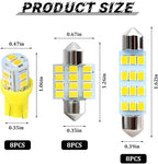 24PCS LED Interior Car Lights, T10 31mm 41mm Dome Bulb Kit, Yellow | 194 168 2825 DE3175 578 sockets, alloy PCB, output for map trunk license tag, plug in, automotive accessories