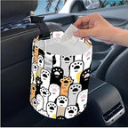 Portable Reusable Waterproof Car Trash Bin, Multipurpose Vehicle Organizer, Road Trip Essentials (Dog paw)