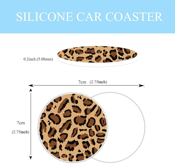 Leopard Steering Wheel Cover Anti-Slip and Practical 14.5-15 Inch Universal Car Steering Wheel Cover with 2 Pieces Car Coasters Suitable for Men Women