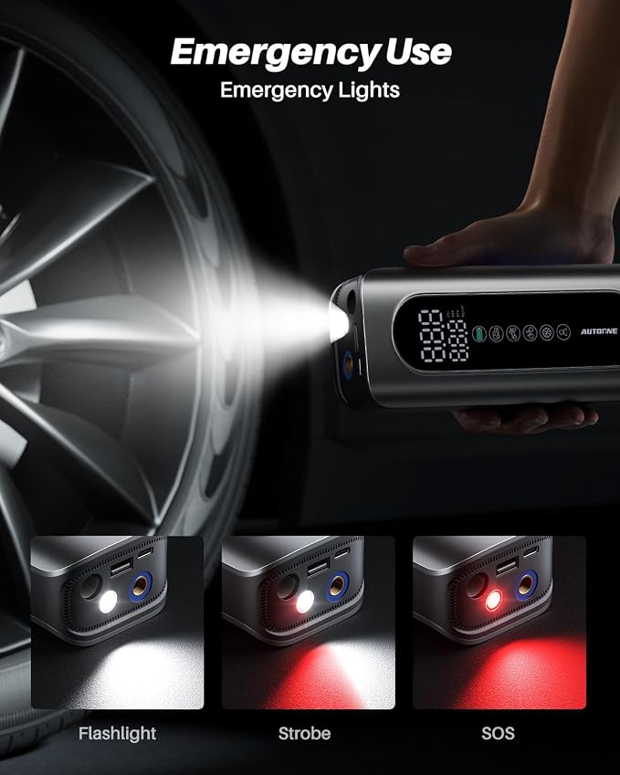 Tire Inflator Portable Air Compressor, 150PSI Air Pump for Car Tires with Tire Pressure Gauge, 3X Faster One Click Smart Cordless Tire Air Pump for Car, Motorcycle, Bike, Ball and More