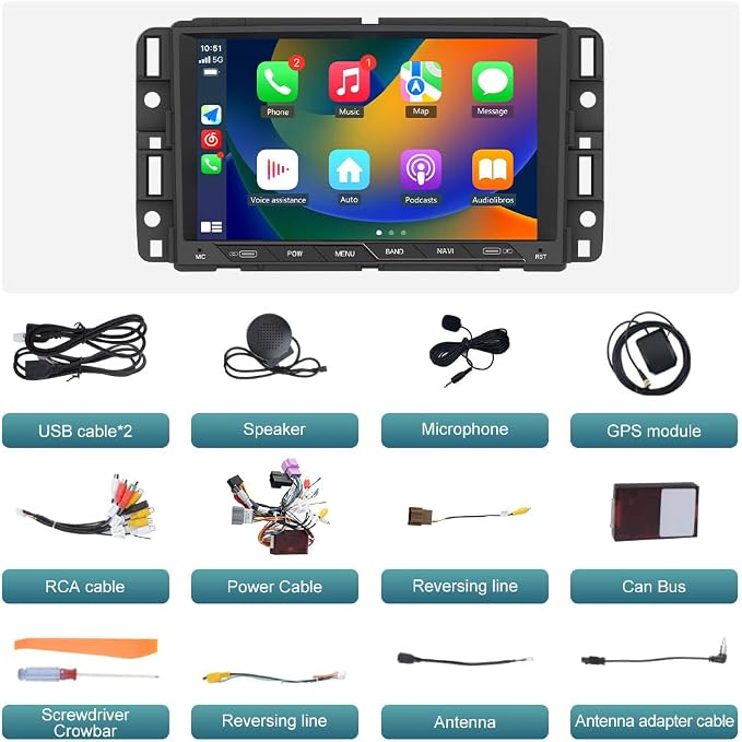 Android 13 Car Radio Stereo for Chevrolet Silverado GMC Sierra Yukon 2007-2013 with 2G RAM 64G ROM CarPlay Android Auto Bluetooth GPS