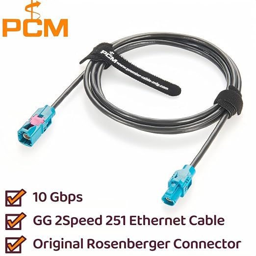 Rosenberger E6S10A-1CAZ5-Z to E6K10A-1CAZ5-Z H-MTD Automotive Ethernet Cable 10Gbps 100/1000BASE-T1 H-MTD Z Code Male to Female Extension Cable for ADAS, ECU, Robotaxi, In-Vehicle Networks (3M/9.84FT)