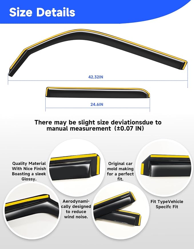 in-Channel Window Rain Guards for 2010-2024 Toyota 4Runner, Extra Durable Window Deflectors, Rain Guards Visors Vent Visors Window Deflector Vent Shades Car Accessories -4 pcs