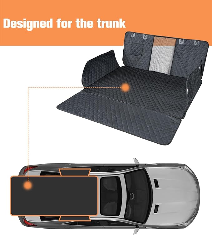 SUV Cargo Liner for Dogs, Waterproof Trunk Cover for SUVs with Mesh Window, Bumper Flap Protector, Scratchproof Durable 600D Oxford Fabric, Non-Slip, Machine Washable