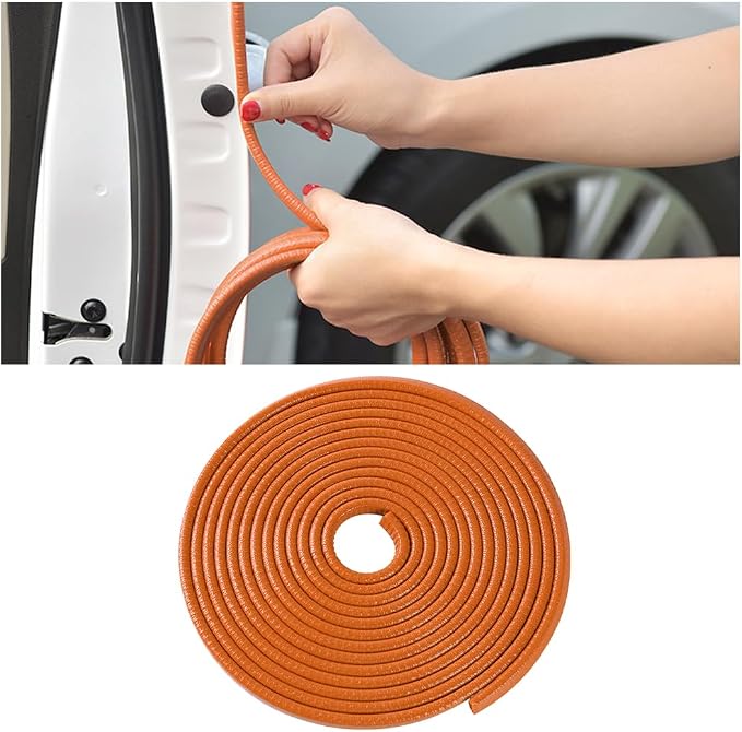 Car Door Edge Guards, 16Ft Rubber Seal Car Door Edge Trim, U Shape Door Edge Protector Guard, Aluminum Weather Proofing Automotive Door Edge Molding Protection for Most Car (Orange)