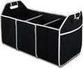 Car Trunk Organizer, Portable Foldable Waterproof Auto Storage Bag with 3 Compartments, Collapsible Cargo Trunk Groceries Organizer, Car Accessories Universal for SUV, Truck, Van, Sedan (Black2)