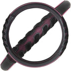 car Steering Wheel Cover Faux Leather Massage Universal fit 3D Honeycomb Hole Anti-Slip Sporty 15 Inches (Pink Black)