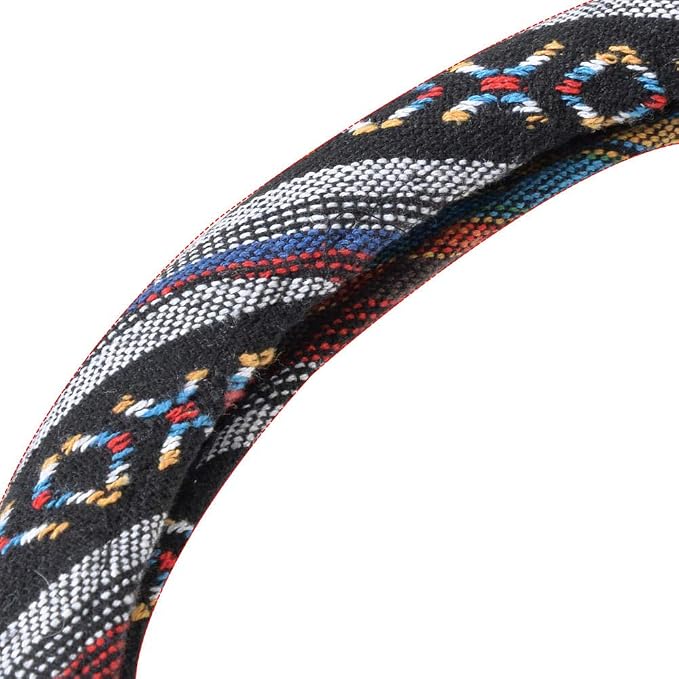 Blue Woven Saddle Blanket Steering Wheel Cover for Cars SUV Van Truck Auto - Driver Grip 15 inch