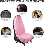 2PCS Car Towel Seat Cover, Waterproof Sweating Non-Slip Premium Soft Towel Carseat Protector, Universal Machine Washable Car Truck SUV Front Seat Cover for Gym Workout Beach Hiking (Pink)