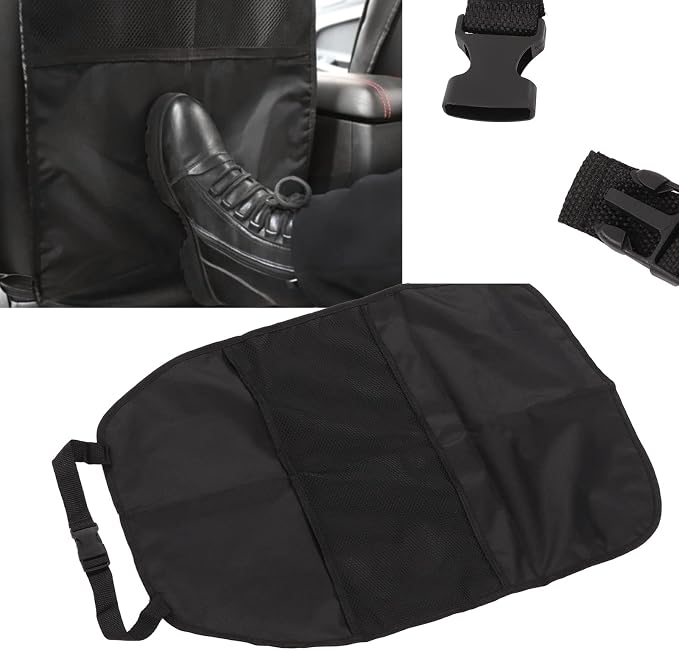 Black Back Seat Protector, Cover Anti Kick Mat, Car Backseat Organizer, Universal Interior Accessories, Oxford Cloth Durable for Cars SUVs Trucks Size 65x43cm.