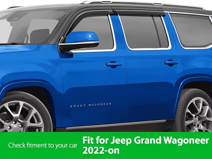 Goodyear Shatterproof Window Deflectors for Jeep Grand Wagoneer 2022-2026, Tape-on Rain Guards, Window Visors, Vent Deflector Visor, Car Accessories, 4 pcs. - GY008760